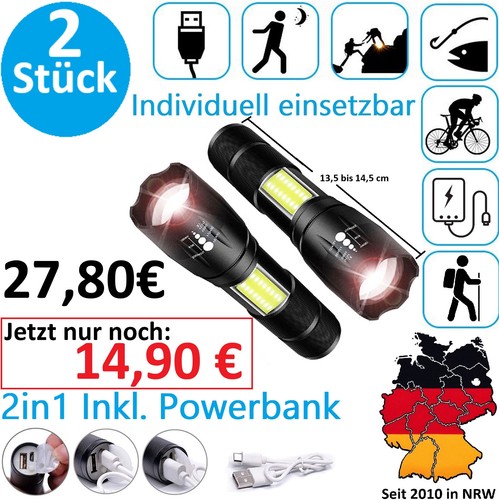 Led cob taschenlampe - 2x,